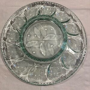 Longaberger Easter Green Glass Deviled Egg Plate